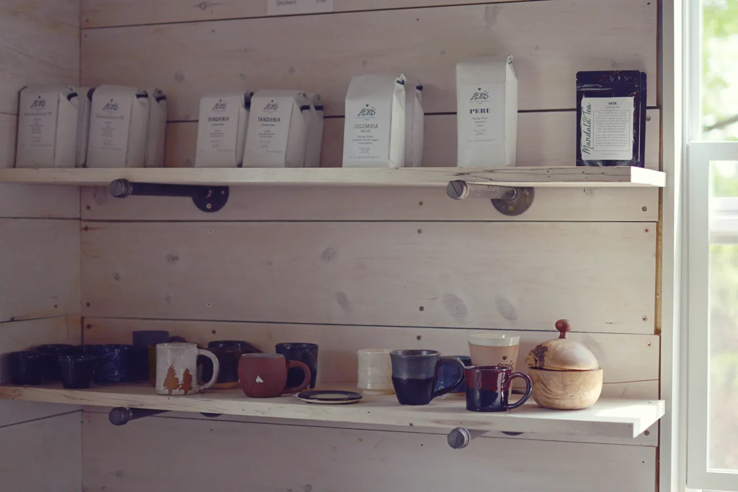 Aerís coffee bags on the shelf